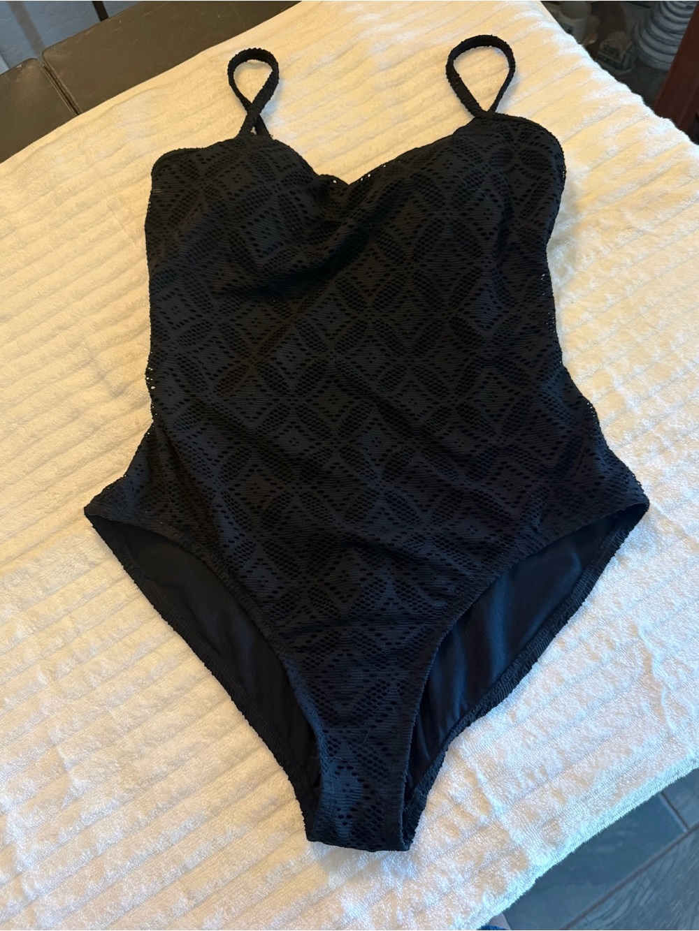 Catalina Black Lace-Overlay One-Piece Swimsuit